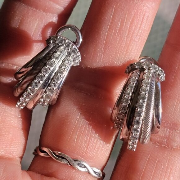 *RARE* Old Judith Ripka JR piece 925 sterling silver glamorous ribbed different - Picture 2 of 16